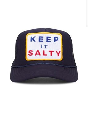 Friday Feelin Salty Trucker Hat in Navy Blue from revolve